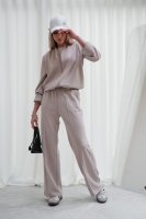 Luksusowy Komplet Damski Masełko Bluza Rozpinana + Spodnie Wide Leg Premium Soft Touch Elegancja & Komfort-BEŻ